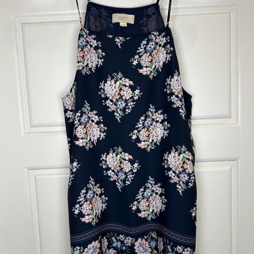 Loft Navy Blue Floral Top